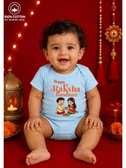 BLUSHES - Unisex Blue Printed Cotton Onesies