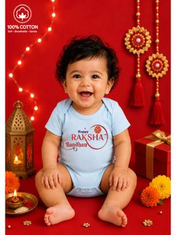 BLUSHES - Unisex Blue Printed Cotton Onesies