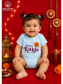 BLUSHES - Unisex Blue Printed Cotton Onesies