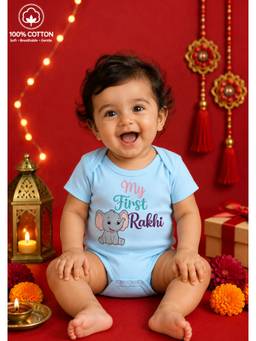 BLUSHES - Unisex Blue Printed Cotton Onesies