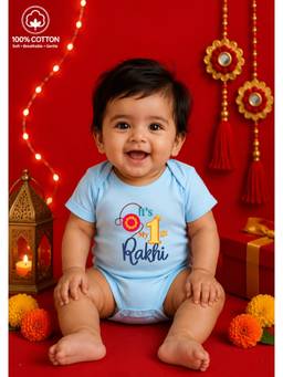 BLUSHES - Unisex Blue Printed Cotton Onesies
