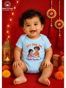 BLUSHES - Unisex Blue Printed Cotton Onesies