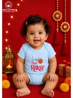 BLUSHES - Unisex Blue Printed Cotton Onesies