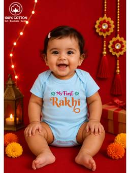 BLUSHES - Unisex Blue Printed Cotton Onesies