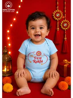 BLUSHES - Unisex Blue Printed Cotton Onesies