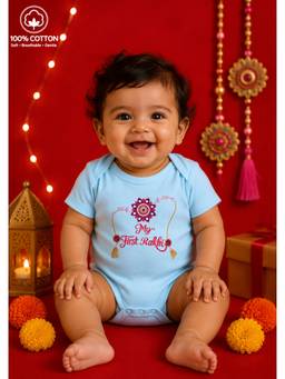 BLUSHES - Unisex Blue Printed Cotton Onesies