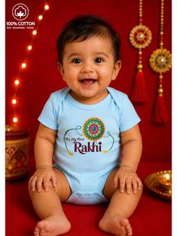 BLUSHES - Unisex Blue Printed Cotton Onesies