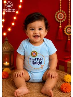 BLUSHES - Unisex Blue Printed Cotton Onesies