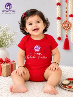 BLUSHES - Unisex Red Printed Cotton Onesies