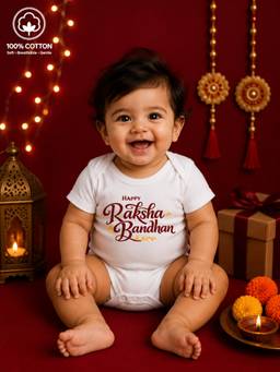 BLUSHES - Unisex White Printed Cotton Onesies