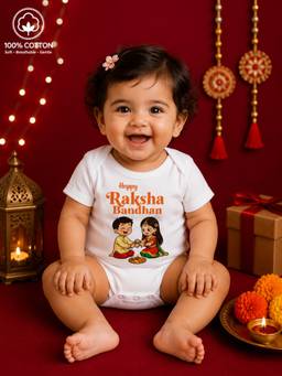 BLUSHES - Unisex White Printed Cotton Onesies