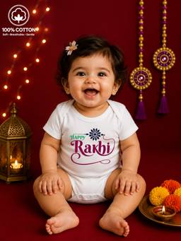 BLUSHES - Unisex White Printed Cotton Onesies