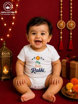 BLUSHES - Unisex White Printed Cotton Onesies