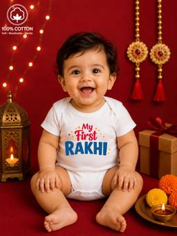BLUSHES - Unisex White Printed Cotton Onesies