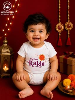 BLUSHES - Unisex White Printed Cotton Onesies