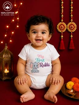 BLUSHES - Unisex White Printed Cotton Onesies