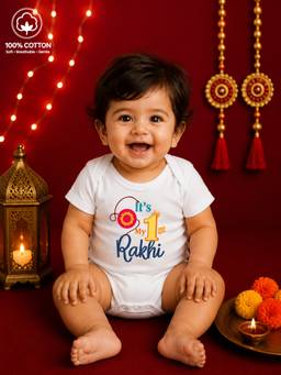BLUSHES - Unisex White Printed Cotton Onesies