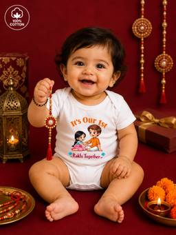 BLUSHES - Unisex White Printed Cotton Onesies