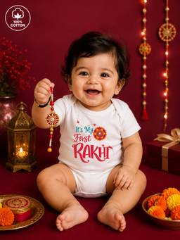 BLUSHES - Unisex White Printed Cotton Onesies