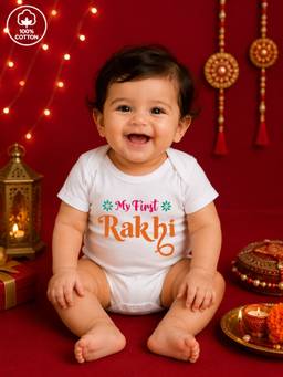 BLUSHES - Unisex White Printed Cotton Onesies