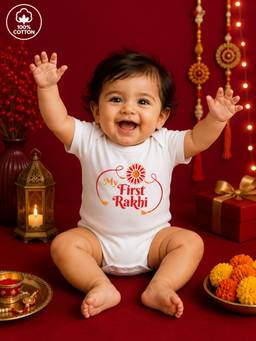 BLUSHES - Unisex White Printed Cotton Onesies
