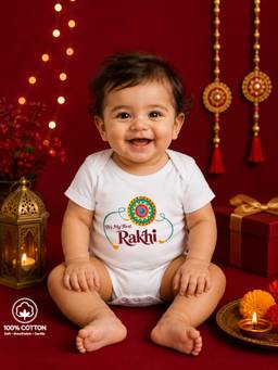BLUSHES - Unisex White Printed Cotton Onesies