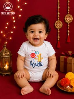 BLUSHES - Unisex White Printed Cotton Onesies