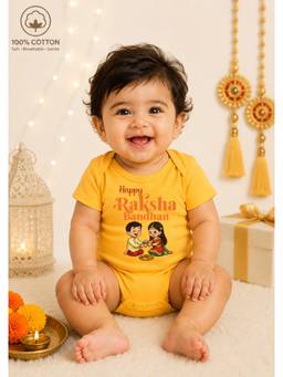 BLUSHES - Unisex Yellow Printed Cotton Onesies