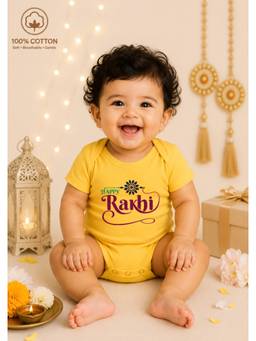 BLUSHES - Unisex Yellow Printed Cotton Onesies