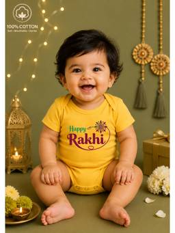 BLUSHES - Unisex Yellow Printed Cotton Onesies
