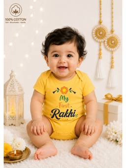 BLUSHES - Unisex Yellow Printed Cotton Onesies