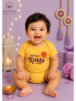 BLUSHES - Unisex Yellow Printed Cotton Onesies