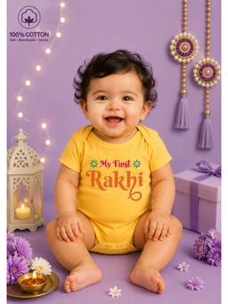 BLUSHES - Unisex Yellow Printed Cotton Onesies