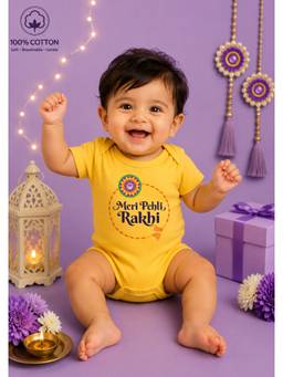 BLUSHES - Unisex Yellow Printed Cotton Onesies