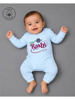 BLUSHES - Unisex Blue Printed Cotton Romper