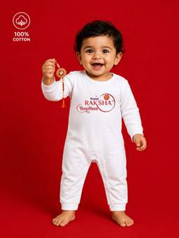 BLUSHES - Unisex White Printed Cotton Romper