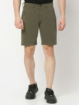 Spykar - Green Regular Fit Green Shorts for Men