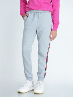 mackly - Girls Grey Melange Embellished Track Pant