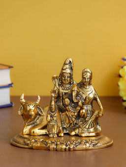 eCraftIndia - Shiva Parvati Idol with Nandi Metal Decorative Figurine