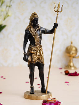eCraftIndia - Lord Shiva with Trishul Brass Handcrafted Statue