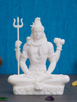 eCraftIndia - White Polyresin Lord Shiva with Trishul Statue
