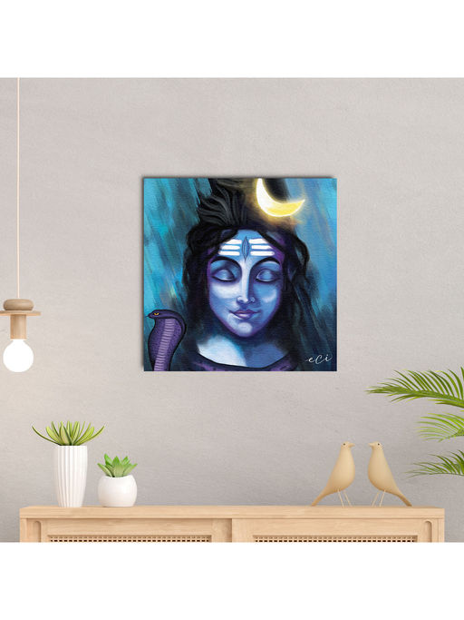 eCraftIndia Beautiful Lord Shiva Portrait Original Design Canvas Printed Wall Painting