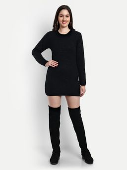 Creative Line - Black Woven Knitted Casual Dress