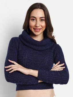 Creative Line - Navy Blue Self Design Top