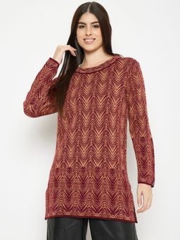 Creative Line - Maroon Woven Knitted Casual Top