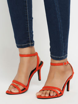 Twenty Dresses by Nykaa Fashion - Orange Round Toe Ankle Strap Stiletto Heels