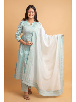 Suti - Women Rayon Gold Print Kurta Pant And Dupatta (Set of 3)