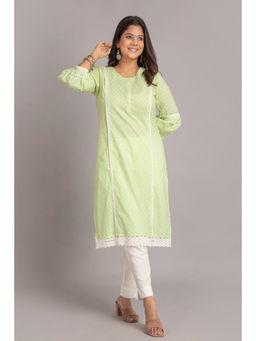 Suti - Women Cotton Straight Kurta - Green