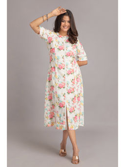 Suti - Women Rayon Floral Print Kurta - White