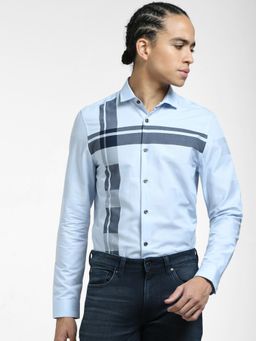 Jack & Jones - Light Blue Printed Full Sleeves Shirt